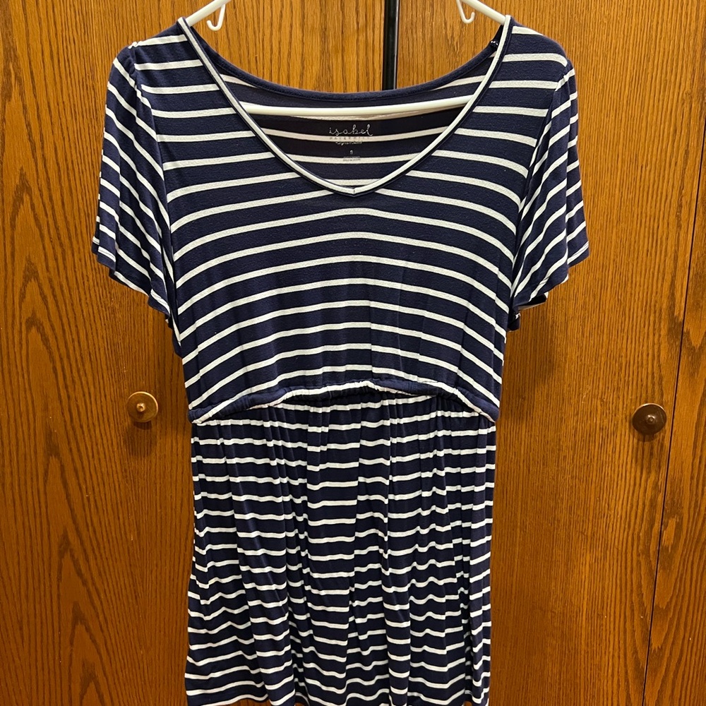 Navy Striped Women's Maternity Top